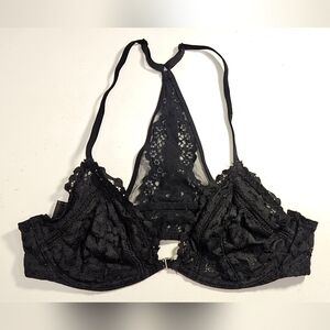 Victoria’s Secret Black Lace Underwire Bra Sexy Sheer Floral Lace Lingerie 36B